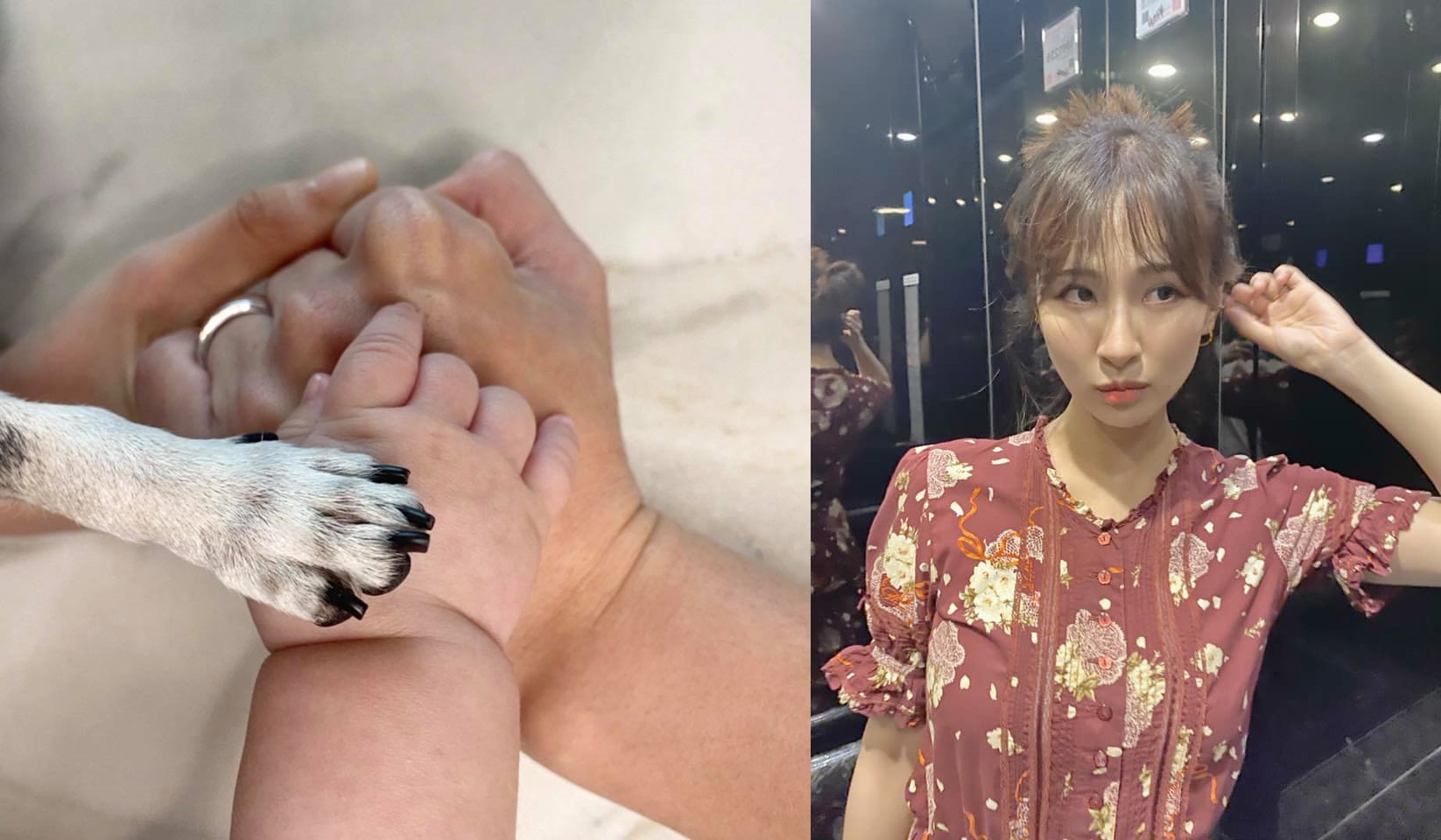 阿福聲明喊告八卦的美甲店老闆娘，並貼出一家三口以及寵物的疊手手心連心照片。（翻攝鄧福如臉書）