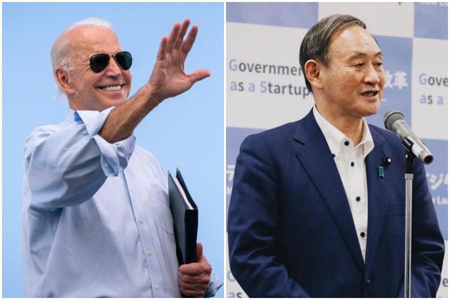 美日雙邊峰會正式結束，拜登及菅義偉重申台海和平及穩定的重要性。（左圖翻攝自拜登推特，右圖翻攝自首相官邸臉書）