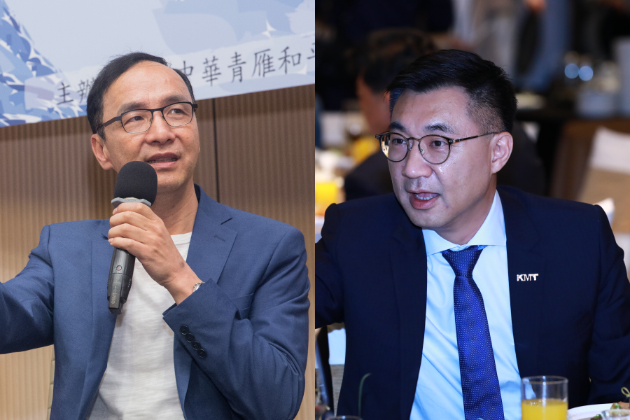 針對日前朱立倫（左）稱會見美參訪團「政府代表人民」，今江啟臣回應稱「不能只有一種聲音」。（本刊資料照）