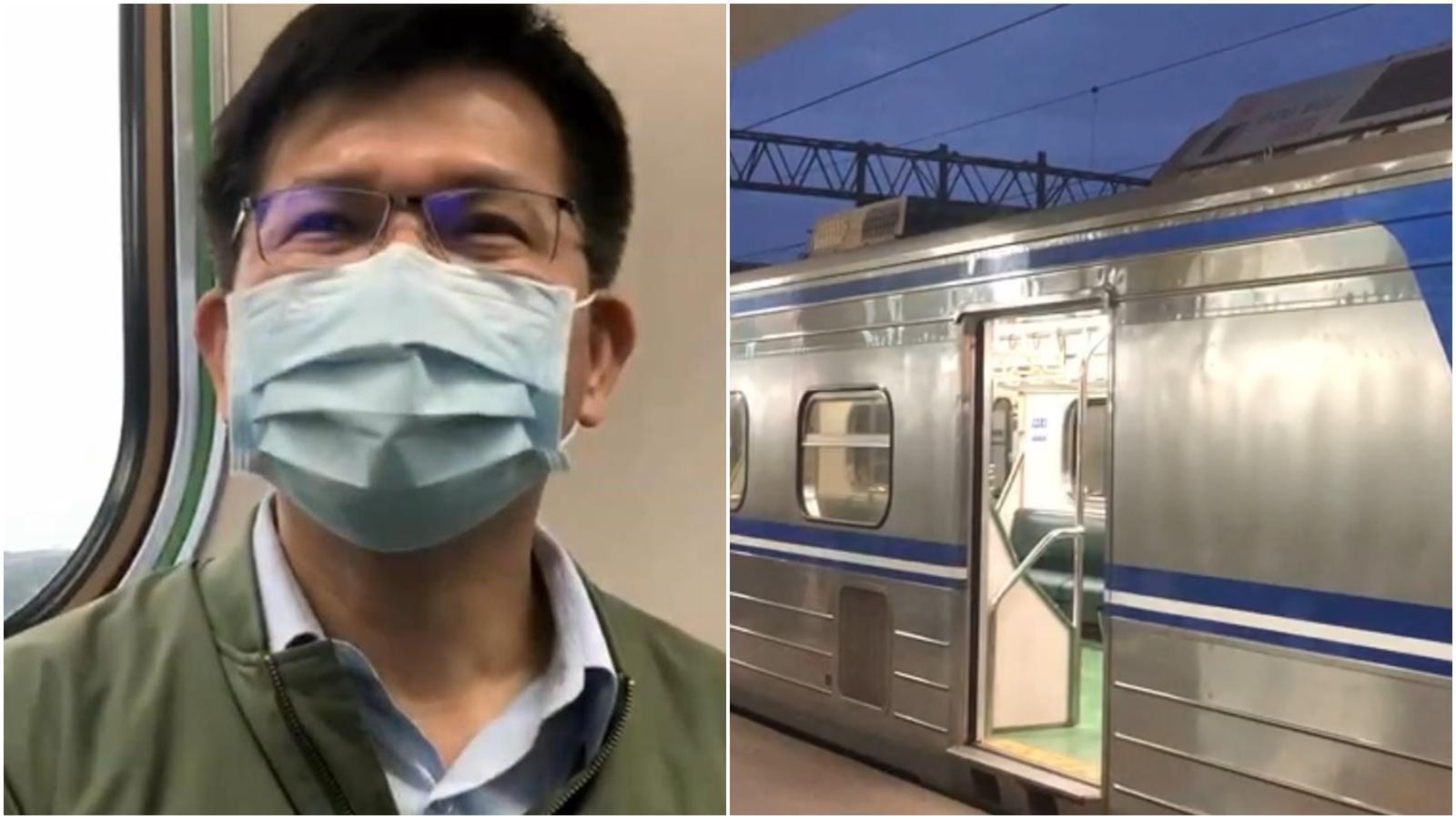 已確定在明日卸任的林佳龍今日一早搭乘搶通後首班車巡視。(翻攝自東森新聞)