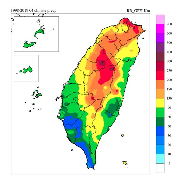 鄭明典曝光4月氣候值，「這是我們要關心午後對流的原因，中部山區的水源，在4月份很重要的來源是午後增強的對流系統！」（翻攝自鄭明典臉書）