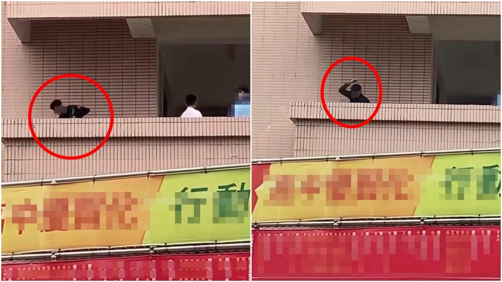 一名學生遭毆打，畫面被附近民眾拍下。（翻攝自《爆怨2公社》臉書）