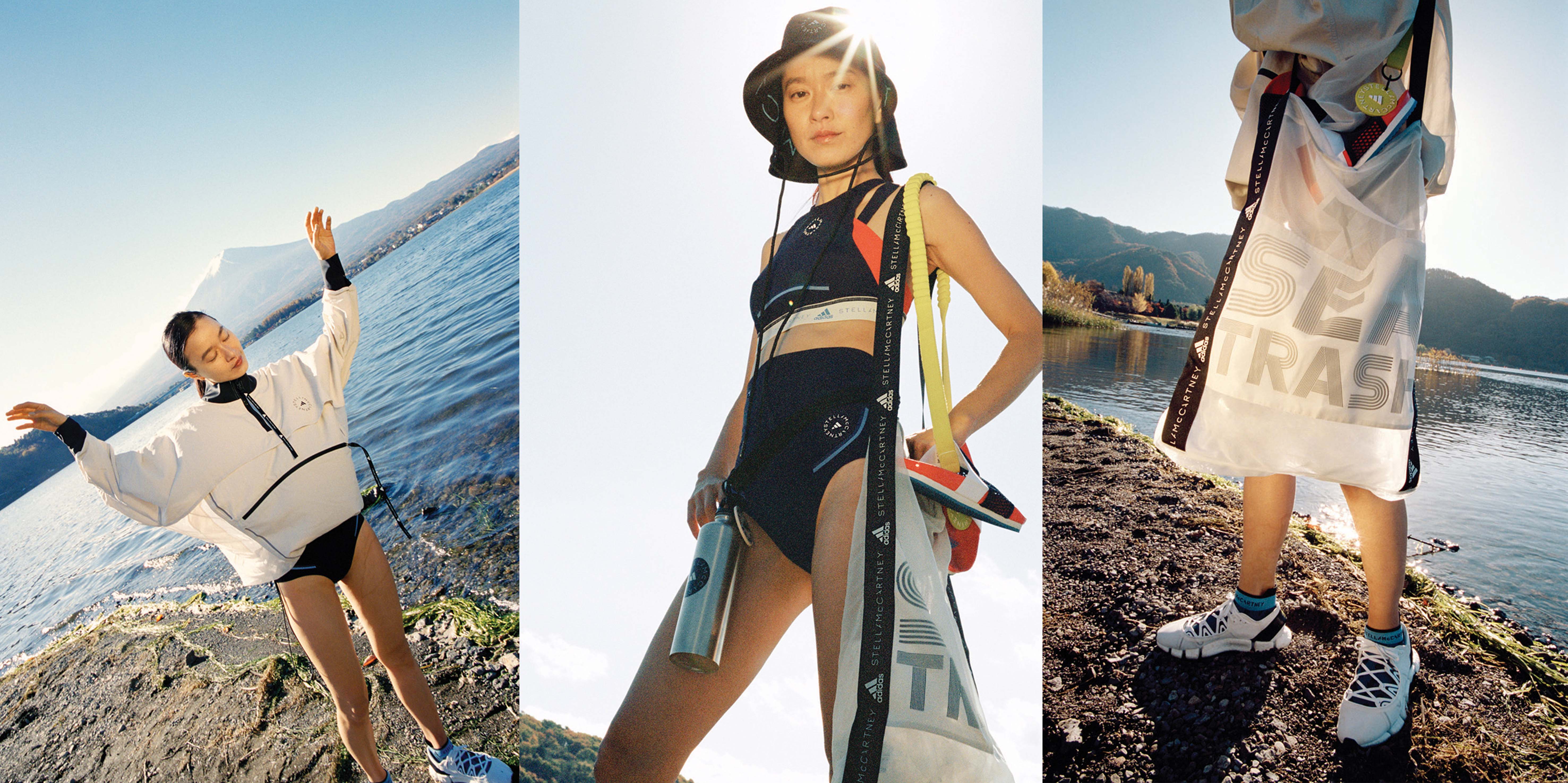 adidas by Stella McCartney的2021春夏新作BEACH DEFENDER系列，秉持崇尚環保的精神，推出永續、時尚的運動機能系列服飾。（adidas）