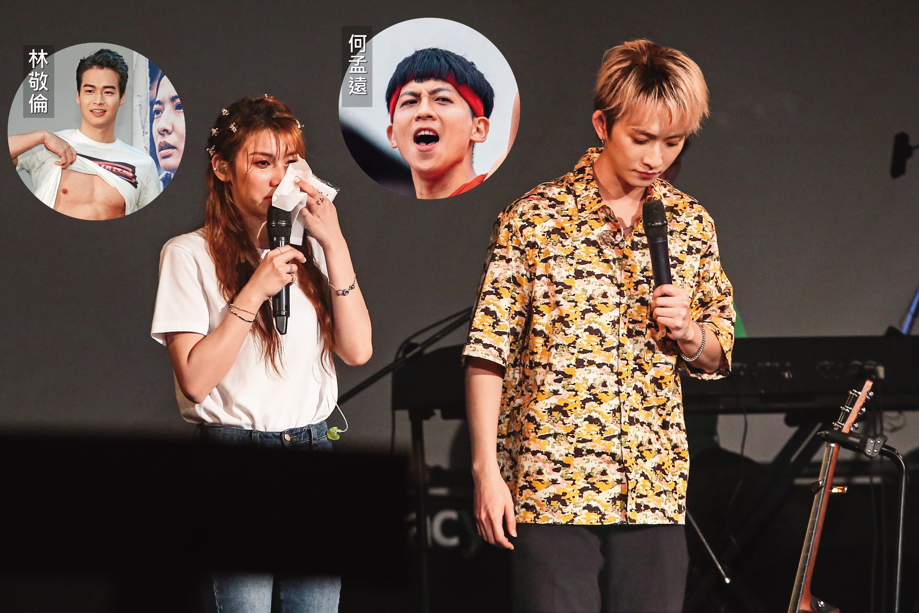 邱鋒澤（右）經紀公司的友人看不下去，直接揭露邱鋒澤與采子（左）其實已交往1年半、付出很多，但女的最後劈腿，讓他藉酒療傷。