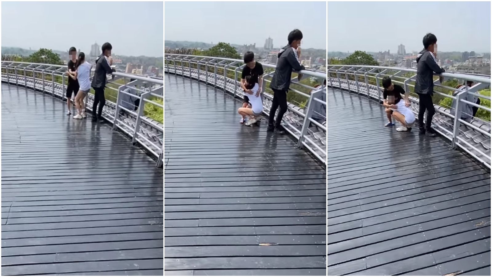 八卦山天空步道出現屁孩翻過護欄,被制止後卻飆罵婦人。(翻攝自爆料公社公開版臉書)