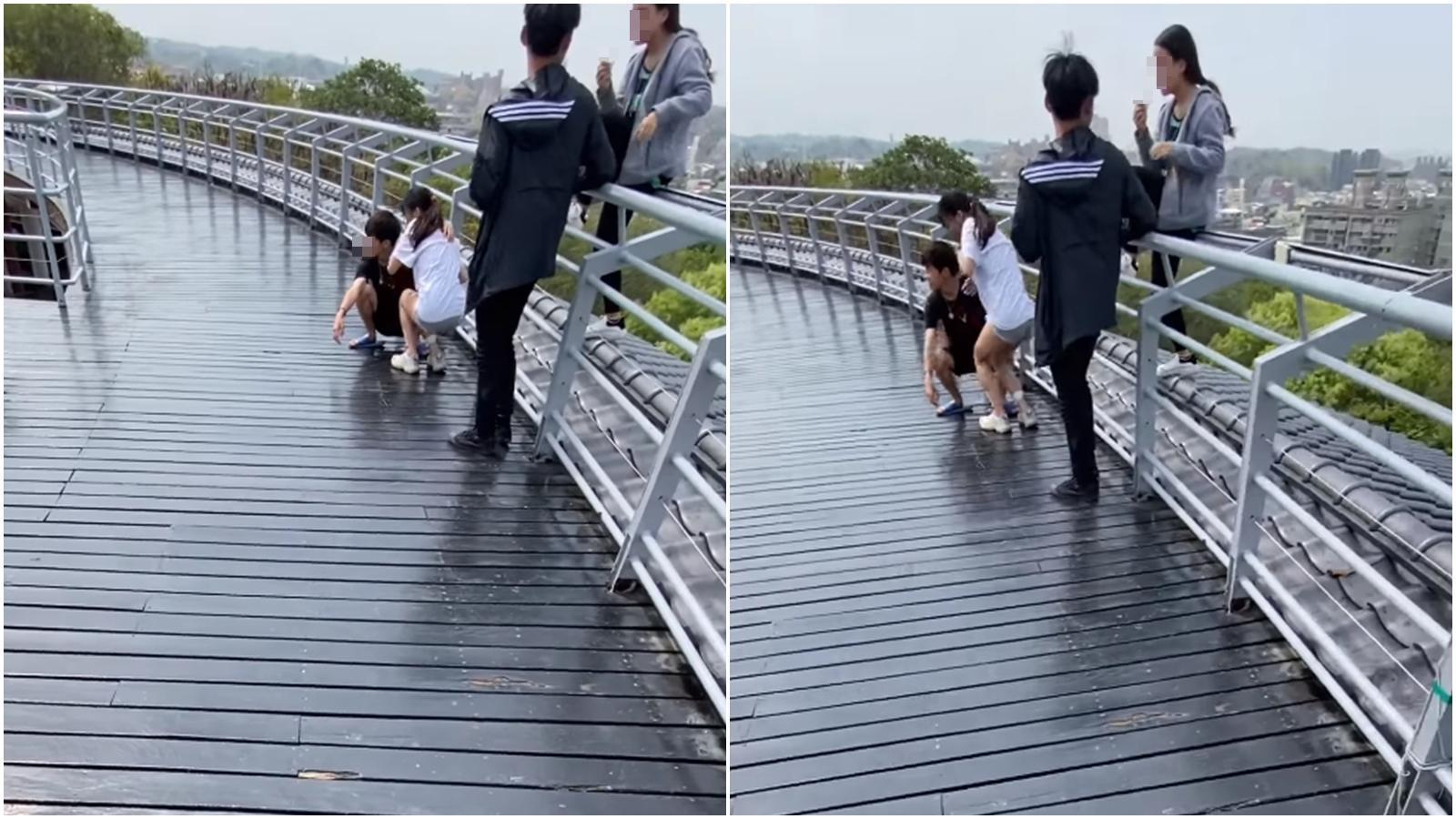 彰化八卦山天空步道出現屁孩翻過護欄，被制止後卻飆罵婦人。（翻攝自爆料公社公開版臉書）