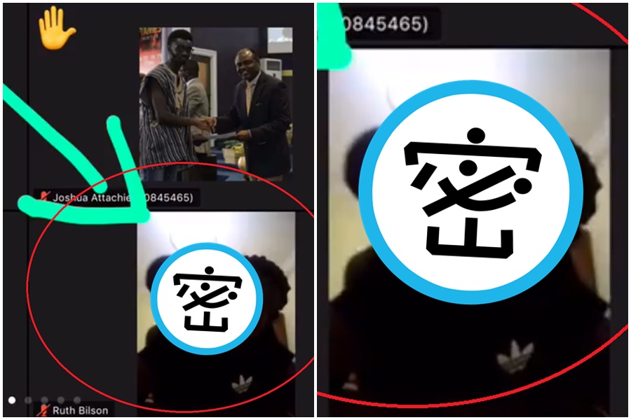 不過近日有一名女大學生，上視訊課程時忘了關掉鏡頭，與男友前後「推進」畫面曝光。（翻攝自@godswayosmo推特） 