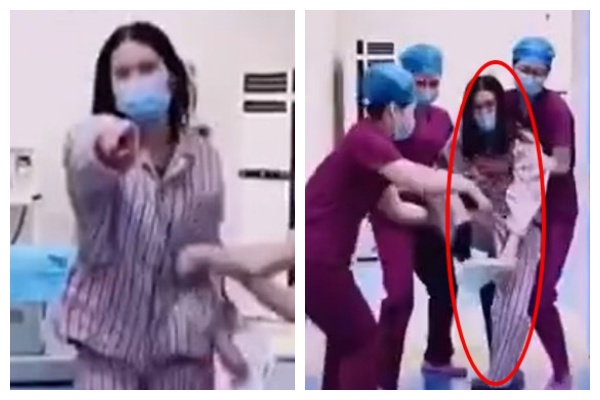 產婦的婆婆不讓她施打無痛分娩，而老公也聽從婆婆的安排，讓她氣得要暴打老公。（翻攝自微博）  附件區域