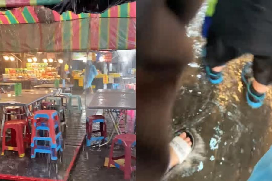 南投清境農場今日下起暴雨,遊客都嗨翻。(翻攝自「爆怨2公社」臉書)
