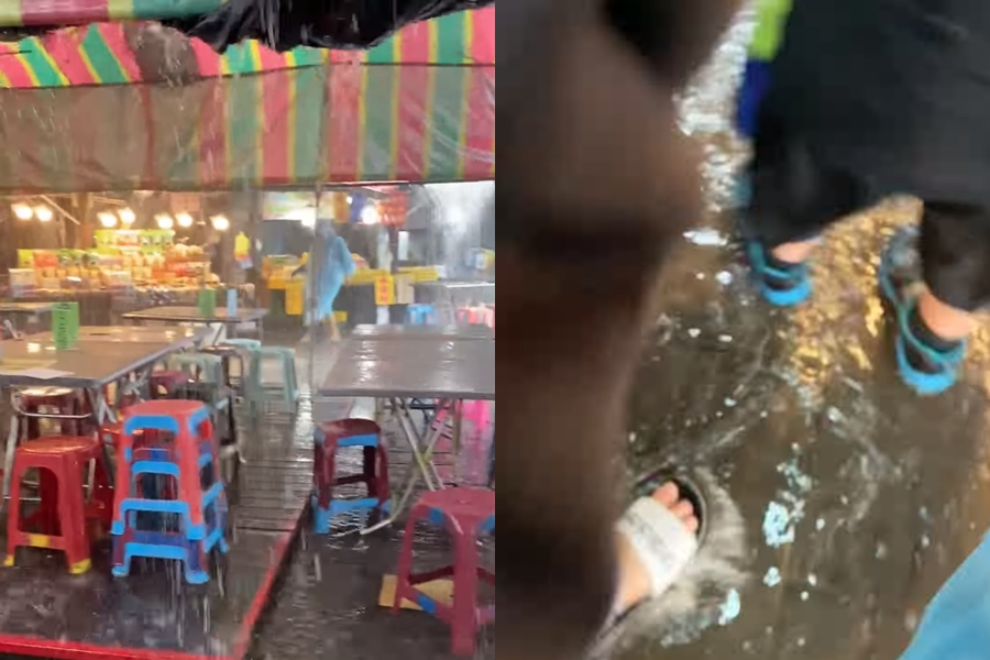 南投清境農場今日下起暴雨，遊客都嗨翻。（翻攝自「爆怨2公社」臉書）