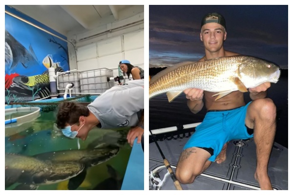 保羅經常拍攝與各種動物互動的影片，此次「用嘴餵魚」的影片卻引來大批網友的撻伐。（翻攝自Paul Cuffaro Youtube、paulcuffaro IG）