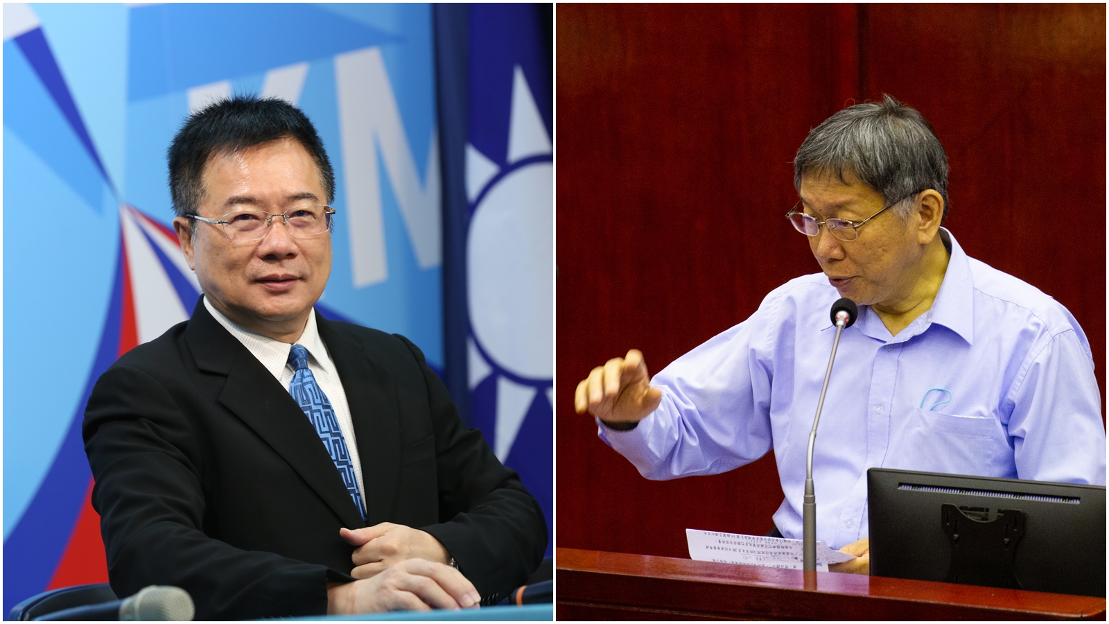 柯文哲（右）日前拋出「路名去中國化」，前立委蔡正元（左）痛批是在「搞文革」。（本刊資料照）