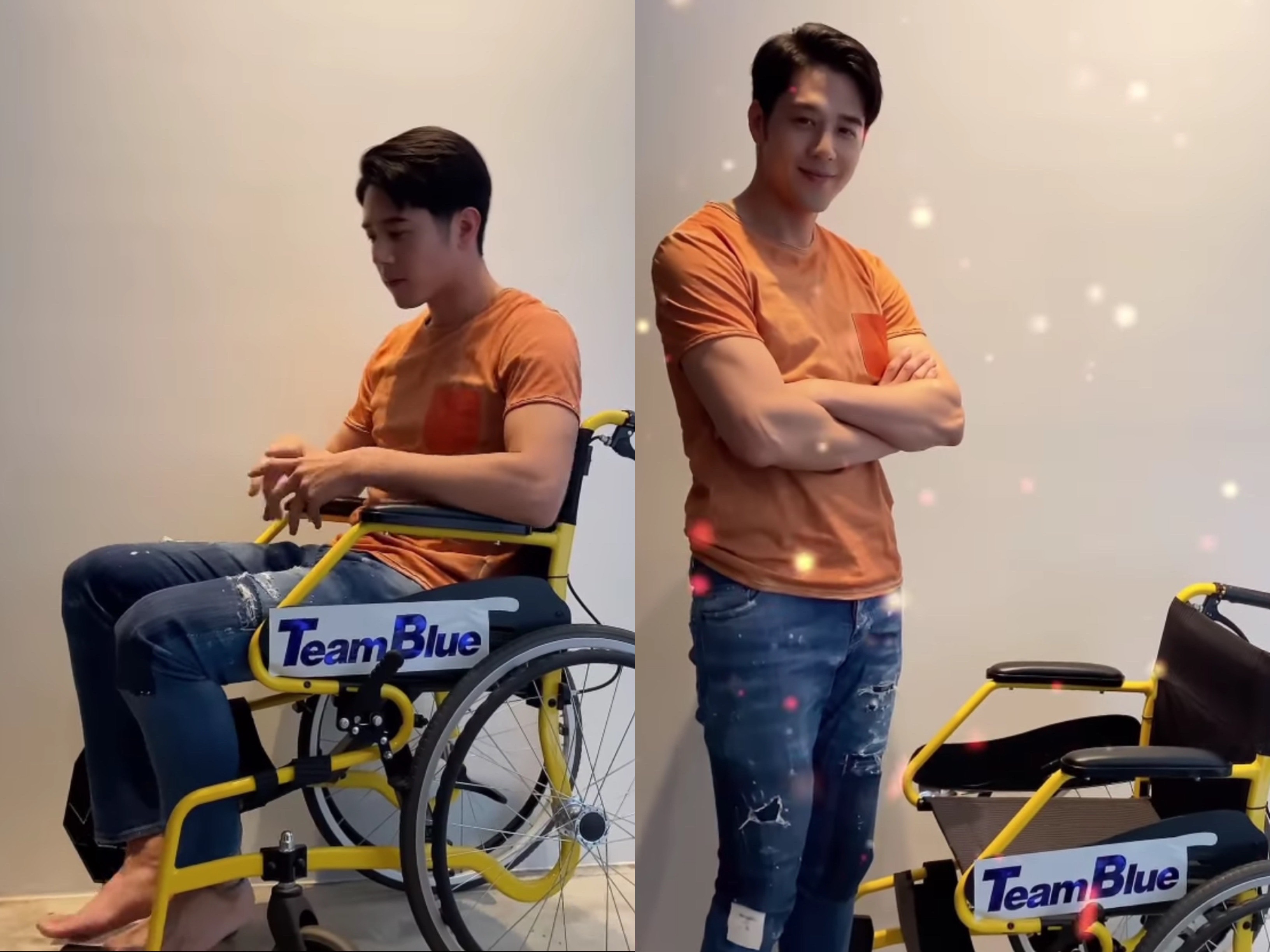 右腳踝骨折經過4個月療養,胡宇威終於擺脫輪椅,站了起來。(翻攝自胡宇威IG)