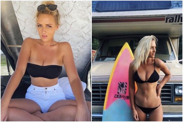 澳洲前衝浪選手艾麗轉戰情色界，月入破多達100萬美元（約台幣2860.5萬元）。（翻攝自elliejeancoffey IG）