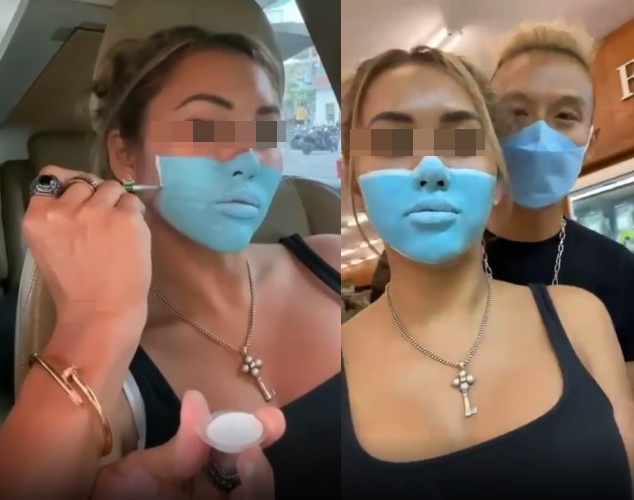 來自台灣的網紅林啟晨，因在女性友人臉上畫假口罩，進入印尼峇里島的超市嬉鬧，引發當地民眾不滿。（翻攝自IG）