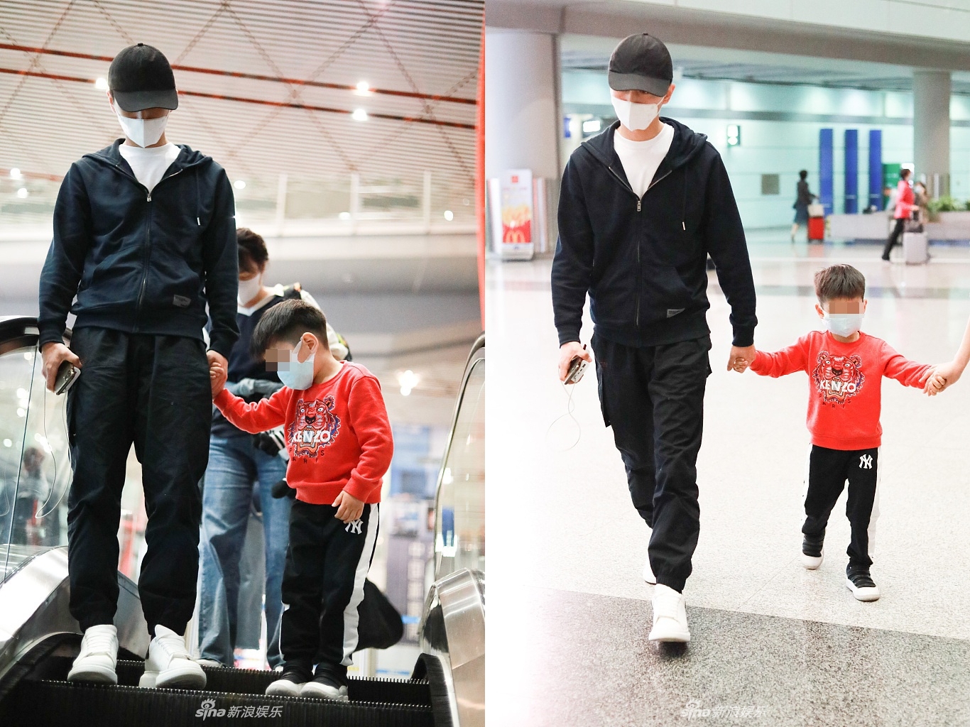 陳曉帶4歲兒子小星星出現在機場。(翻攝自新浪娛樂)