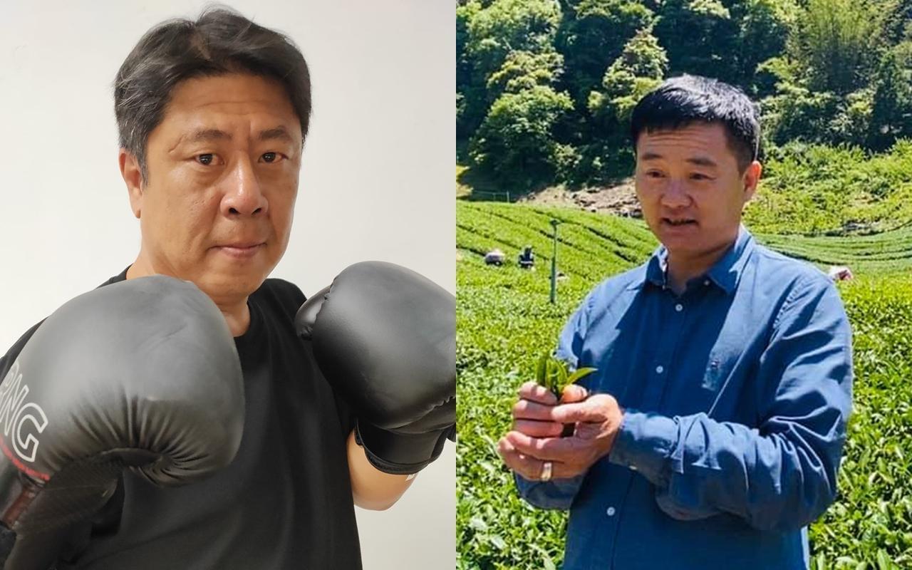 「杏仁哥」吳育全（左）與「石頭里長」謝振城聯手號召10多人毆打同為韓粉的林佳新。（翻攝自杏仁哥、內門石頭家族臉書）
