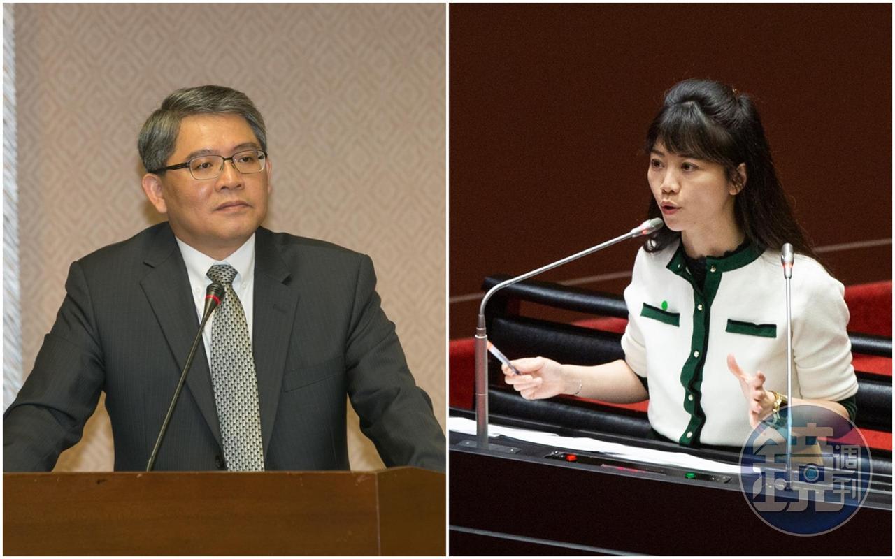 高嘉瑜（右）質疑內政部對建商免容積一事放水，花敬群（左）不滿回應，別把正常東西說的很惡質，「沒有機電、電梯，妳上樓用飛的嗎？」（合成照／本刊資料照）