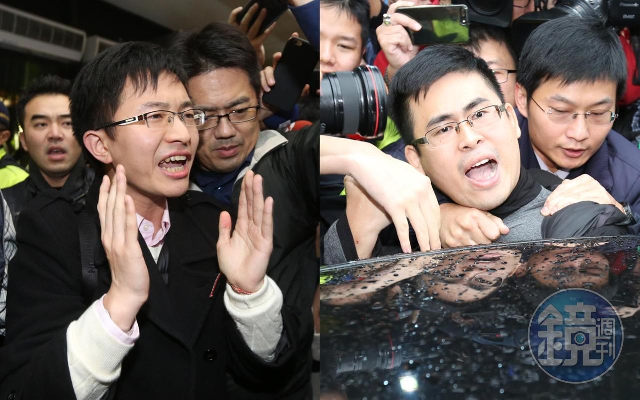 侯漢廷(左起)、王炳忠等5人涉嫌違反《國安法》,今日獲判無罪。(本刊資料照)