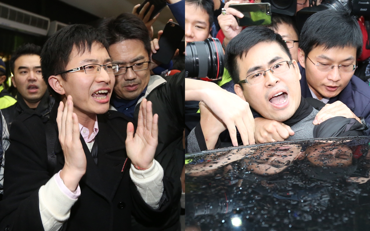 侯漢廷（左起）、王炳忠等5人涉嫌違反《國安法》，今日獲判無罪。（本刊資料照）