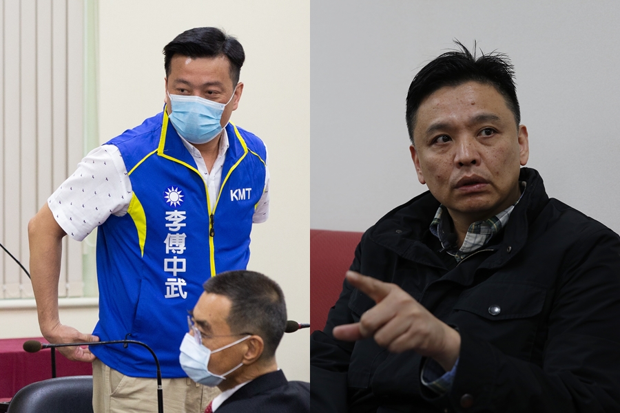 北市國民黨籍議員李傅中武（左）及民進黨議員洪健益（右）遭爆疑似關說黑衣人大鬧松山分局一案。（本刊資料照）