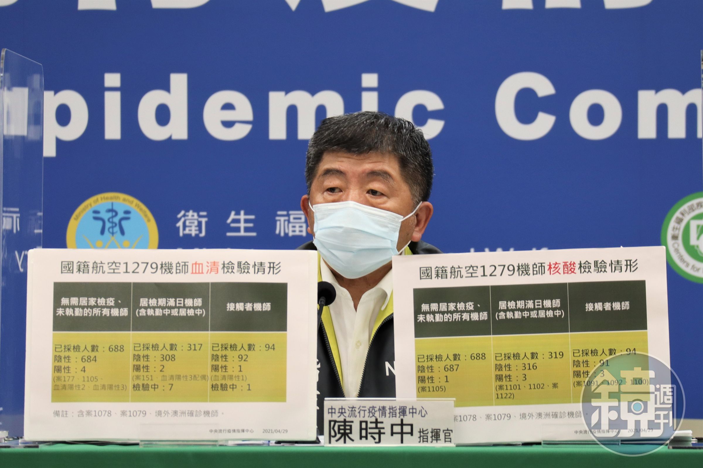 中央流行疫情指揮中心指揮官陳時中坦言，這次機場旅館疫情擴散規模較大，相關採檢送驗速度也較慢。（指揮中心提供）
