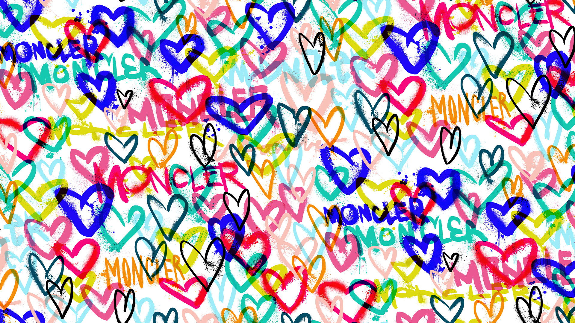多媒體藝術家James Goldcrown的代表作「愛心塗鴉」成為這次MONCLER的期間限定圖案。