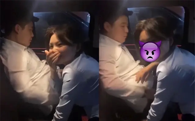 中國大陸一名女子發現,男友與下屬疑似在車內做出出軌行為。(翻攝自微博)