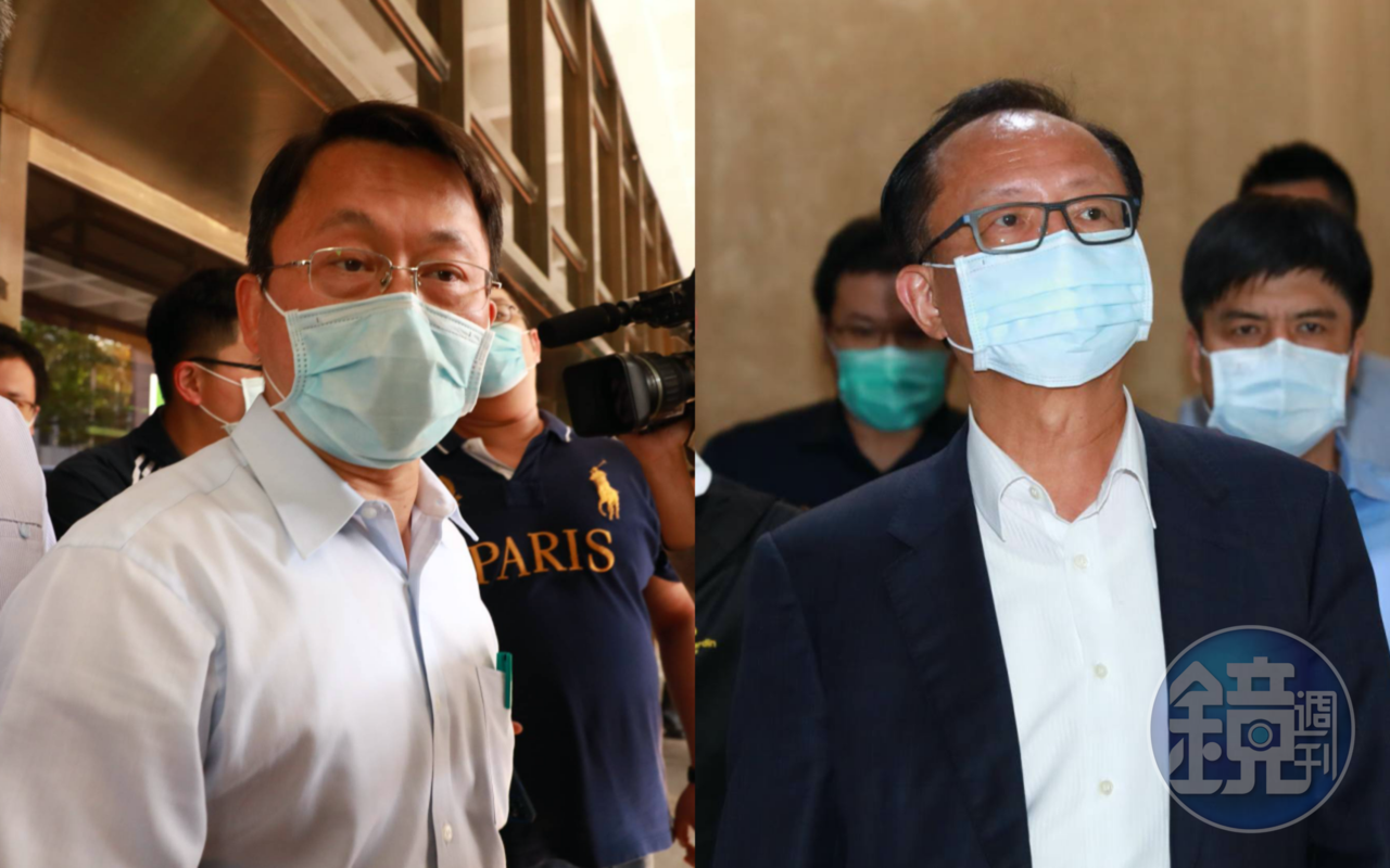 前松山分局長林志誠(左)與北市警局長陳嘉昌(右)今日赴地檢署說明。