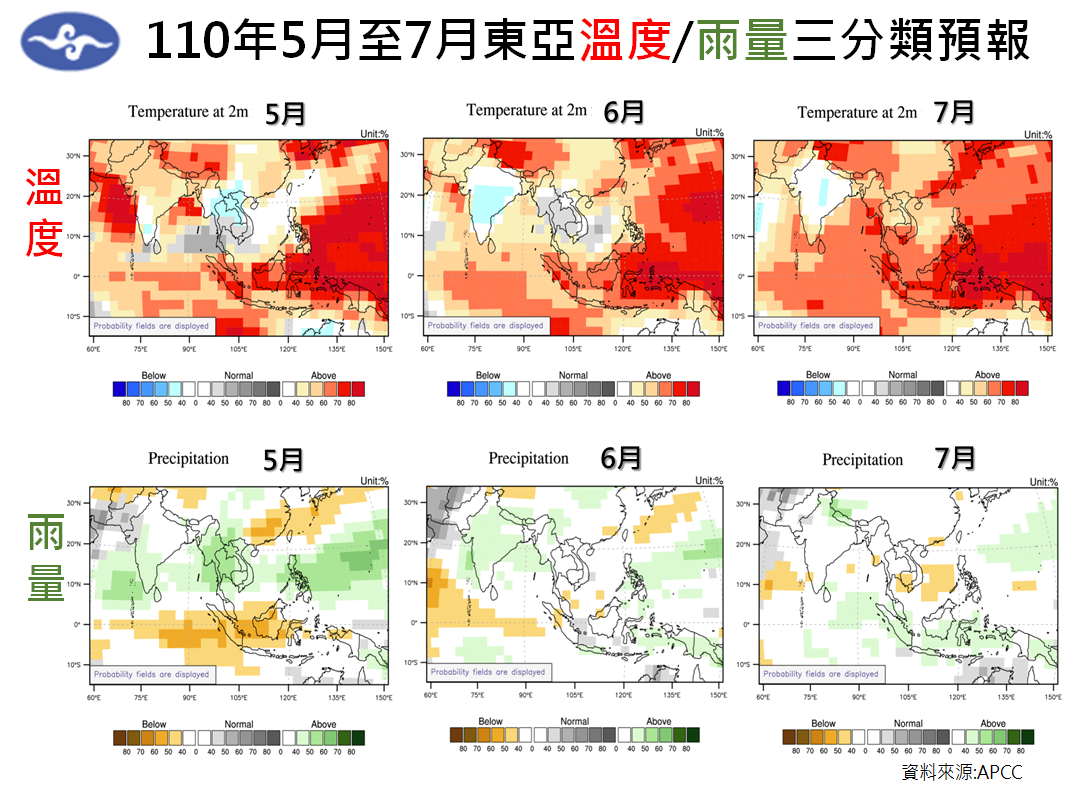 中央氣象局預測，出現大範圍持續性降雨的時間點可能落在5月下旬之後。（翻攝自報氣候 - 中央氣象局臉書）