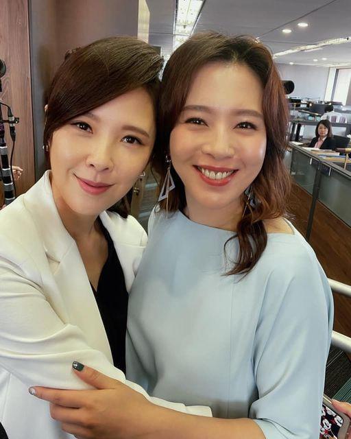 劉品言(右)昨在臉書PO出與天心(左)的同框照。(翻攝自劉品言 Esther LIU臉書)