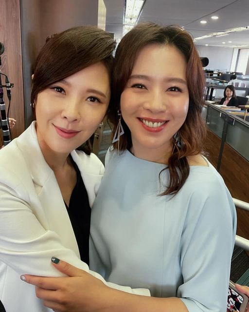 劉品言（右）昨在臉書PO出與天心（左）的同框照。（翻攝自劉品言 Esther LIU臉書）