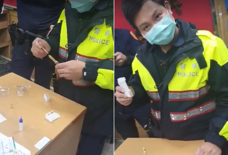 左撇子被帶回派出所之後，警方才採檢他手上的電子菸油成分。（左撇子提供）