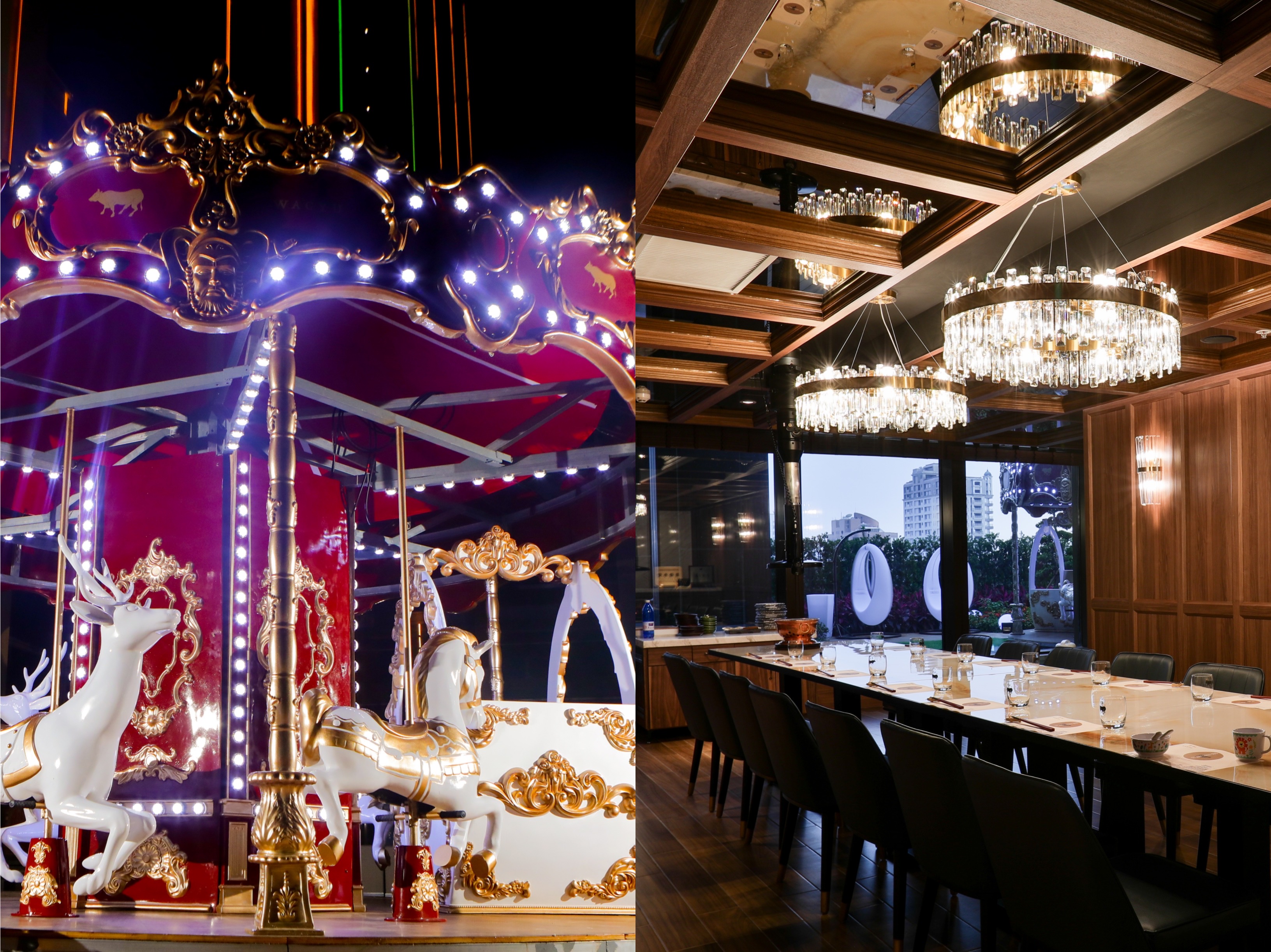樂軒和牛專門店進駐高雄萬豪，打造夢幻旋轉木馬與華麗VIP大包廂。