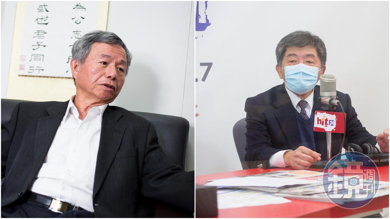 楊志良（左）批評華航事件是因「政策錯誤」，陳時中（右）直言「評論可以，但不能說錯誤。」（本刊資料照）