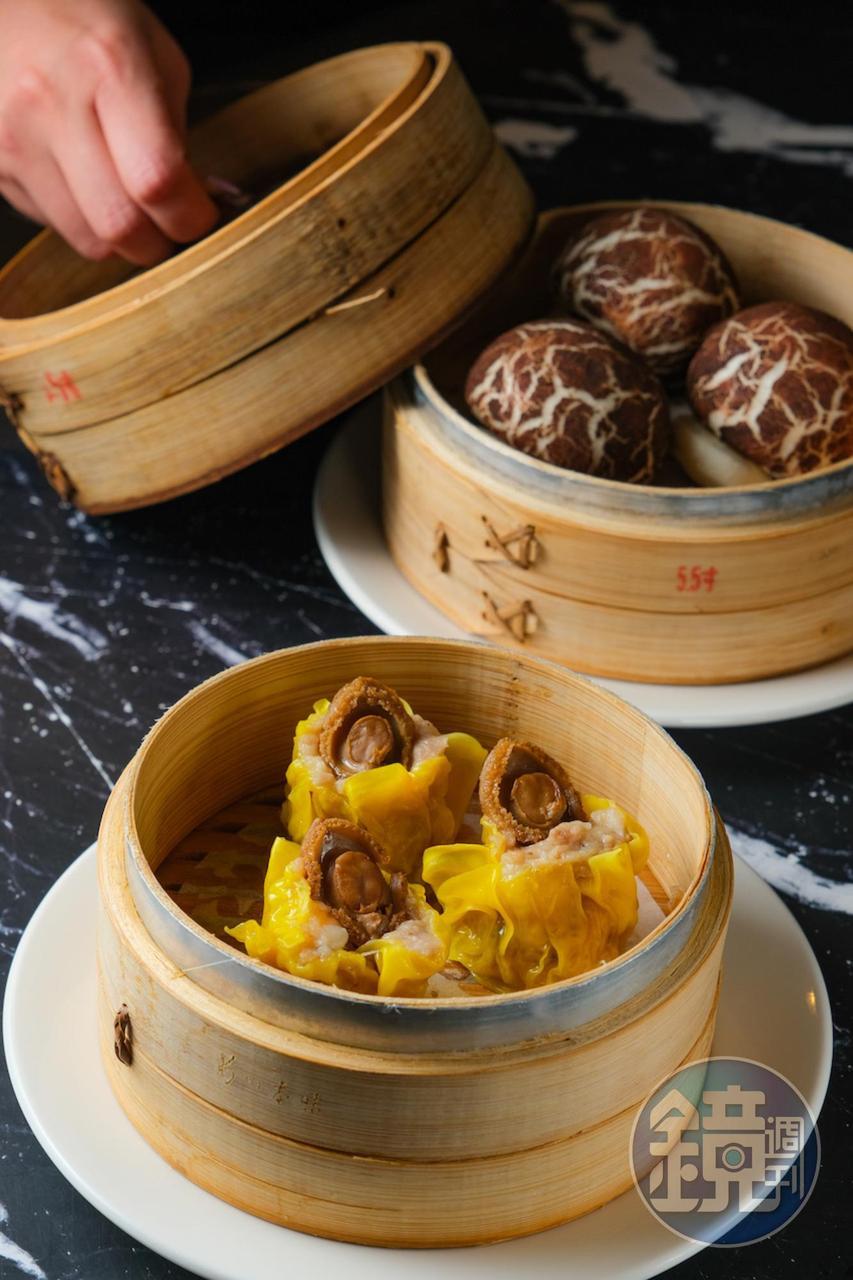 貴氣的「鮑魚燒賣皇」，吃得到蝦仁、雞肉和冬菇的鮮美，料好鮮彈。（240元／份）