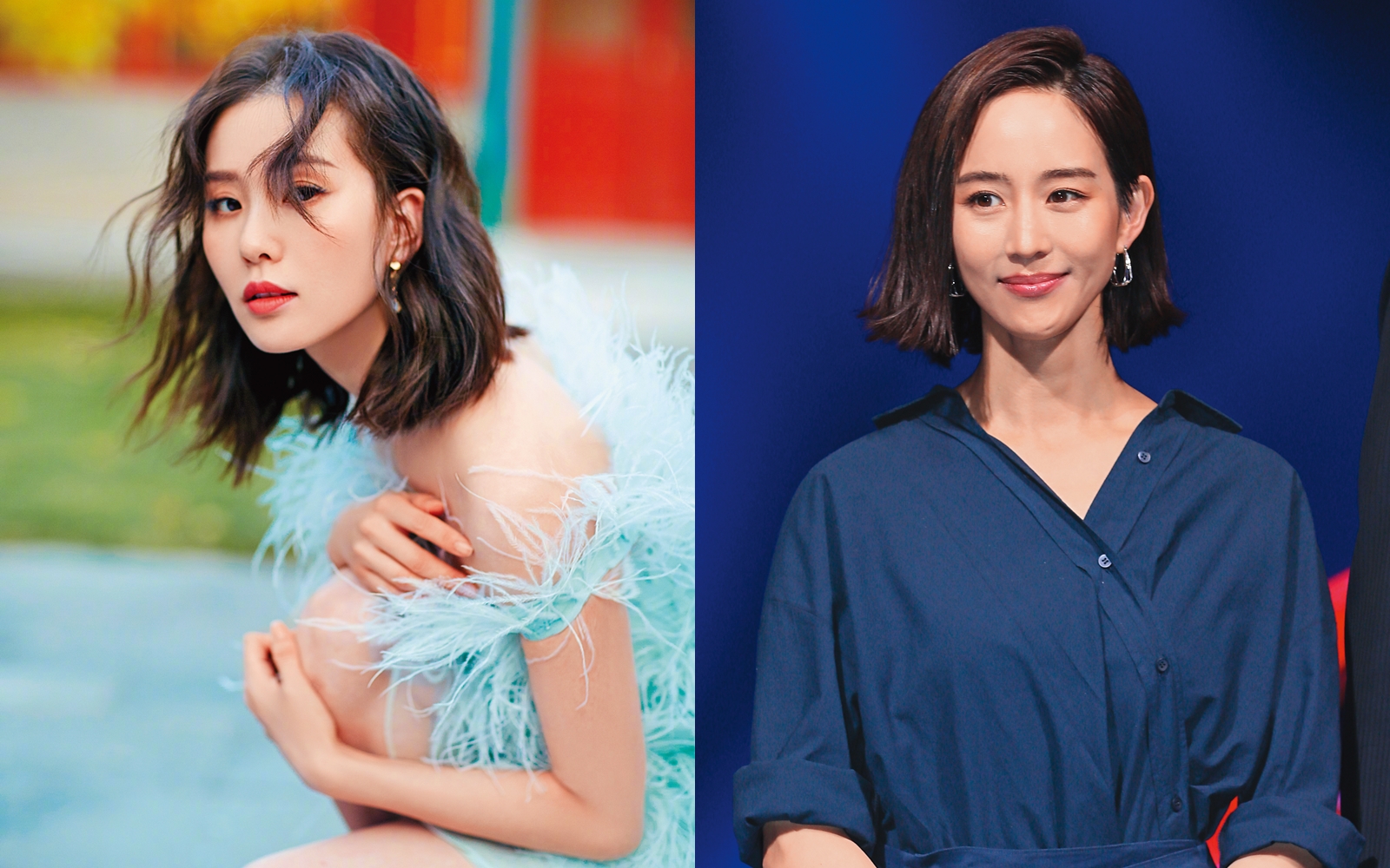 外傳劉詩詩（左圖）有意邀張鈞甯（右圖）合拍新戲，但遭張婉拒。（左圖翻攝自劉詩詩微博）