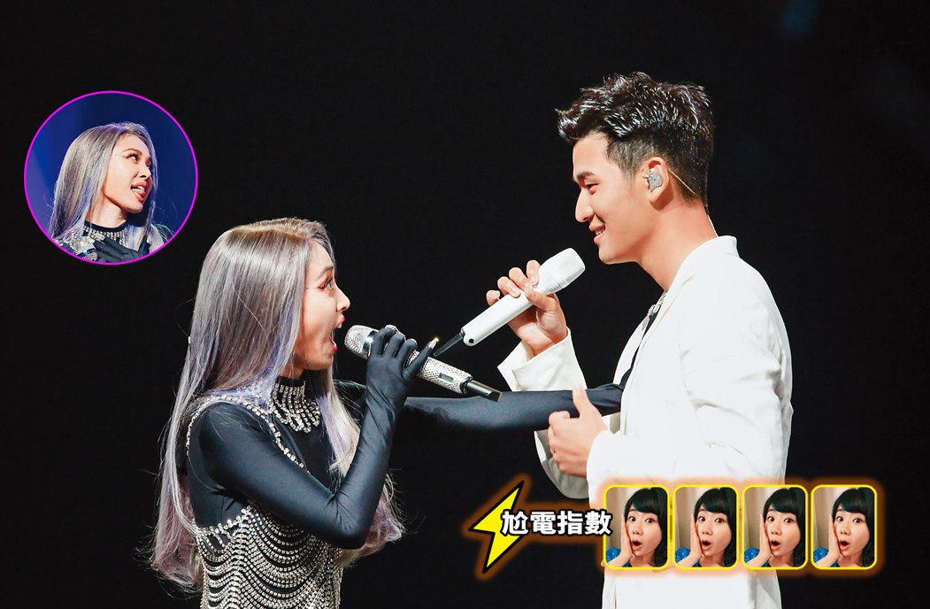 周興哲（右）西裝內沒穿，緊張說心跳超快，問蔡依林（左）要不要摸看看？（閃開讓專業的小編來～）