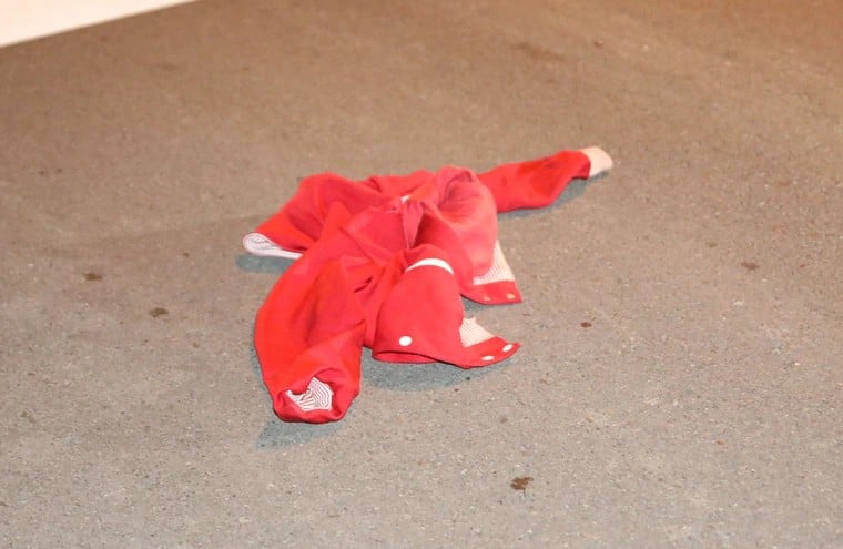 黃暐瀚貼出爸爸的紅外套，媽媽生前就是穿著這件紅衣。（翻攝黃暐瀚臉書）