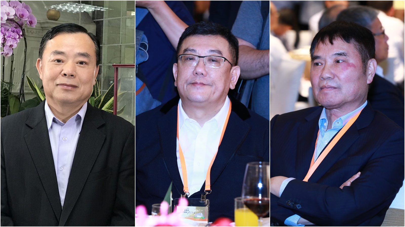 藍營桃竹苗地方黨部主委（左起）邱奕勝、陳見賢、鍾東錦等人被指有黑道背景。