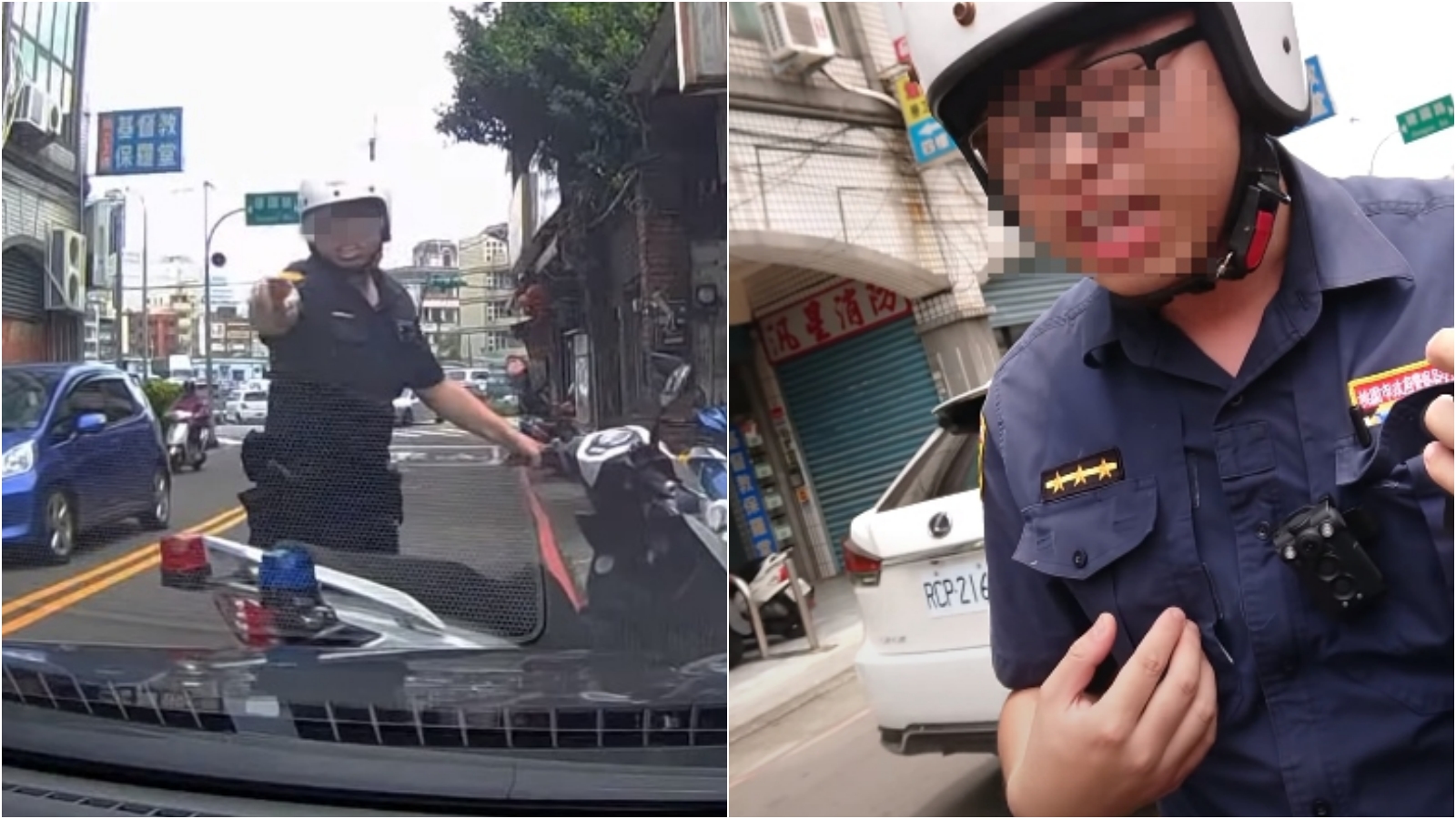 莊姓員警不滿腳被壓到，對肇事的黃姓駕駛提告。（翻攝自DH YouTube）