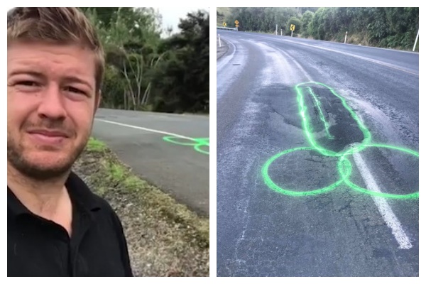 為了讓交通局修補道路坑道，厄普森在路上畫了大約100個「陰莖塗鴉」。（翻攝自Geoff Upson Road Safety Campaigner臉書）