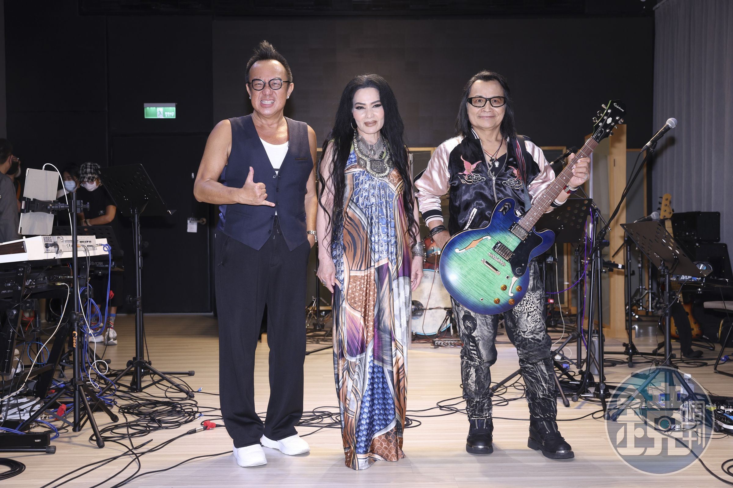 黃大煒（左起）、潘越雲及沈文程首次在西洋老歌演唱會碰頭。（大大娛樂提供）