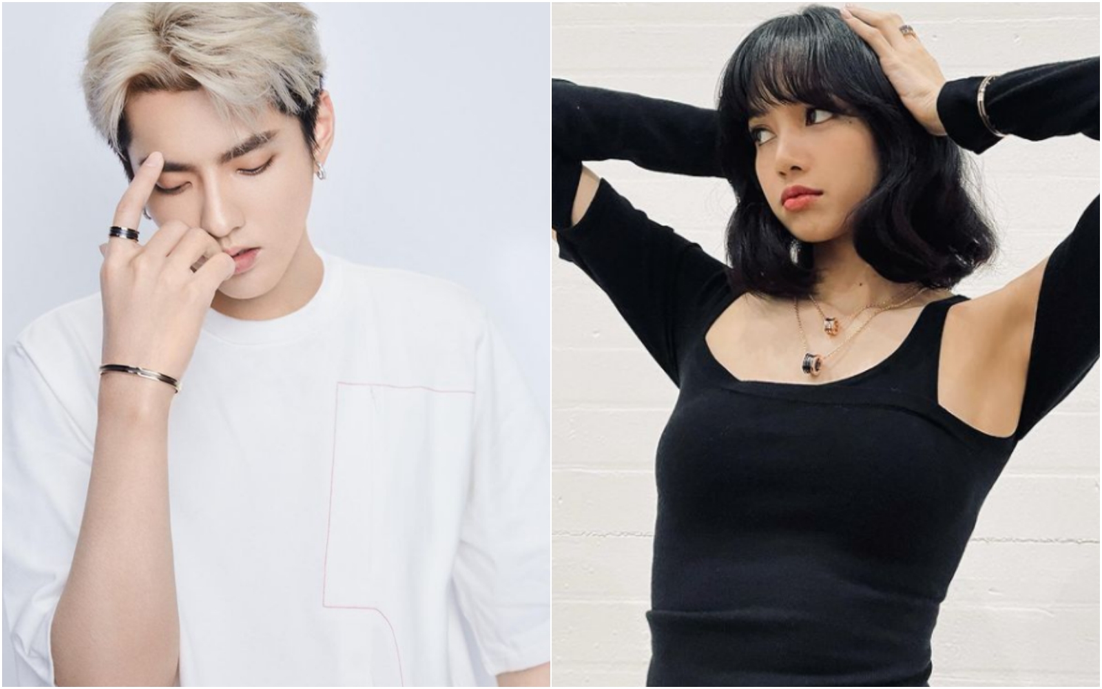 寶格麗品牌代言人Lisa與品牌大使吳亦凡配戴BVLGARI B.zero1系列全新作品，演繹酷帥風格。（BVLGARI提供）