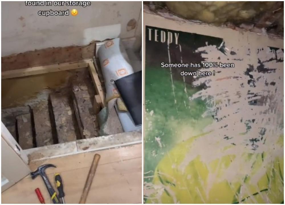 女網友發現自家有一個隱藏的地下室。(翻攝自abi_mia14 TikTok)