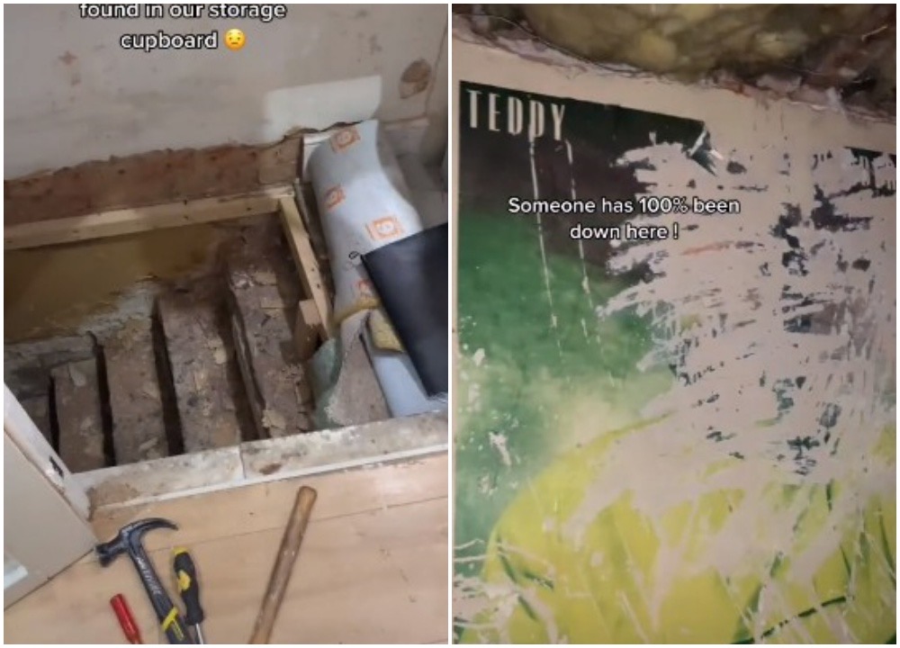 女網友發現自家有一個隱藏的地下室。(翻攝自abi_mia14 TikTok)