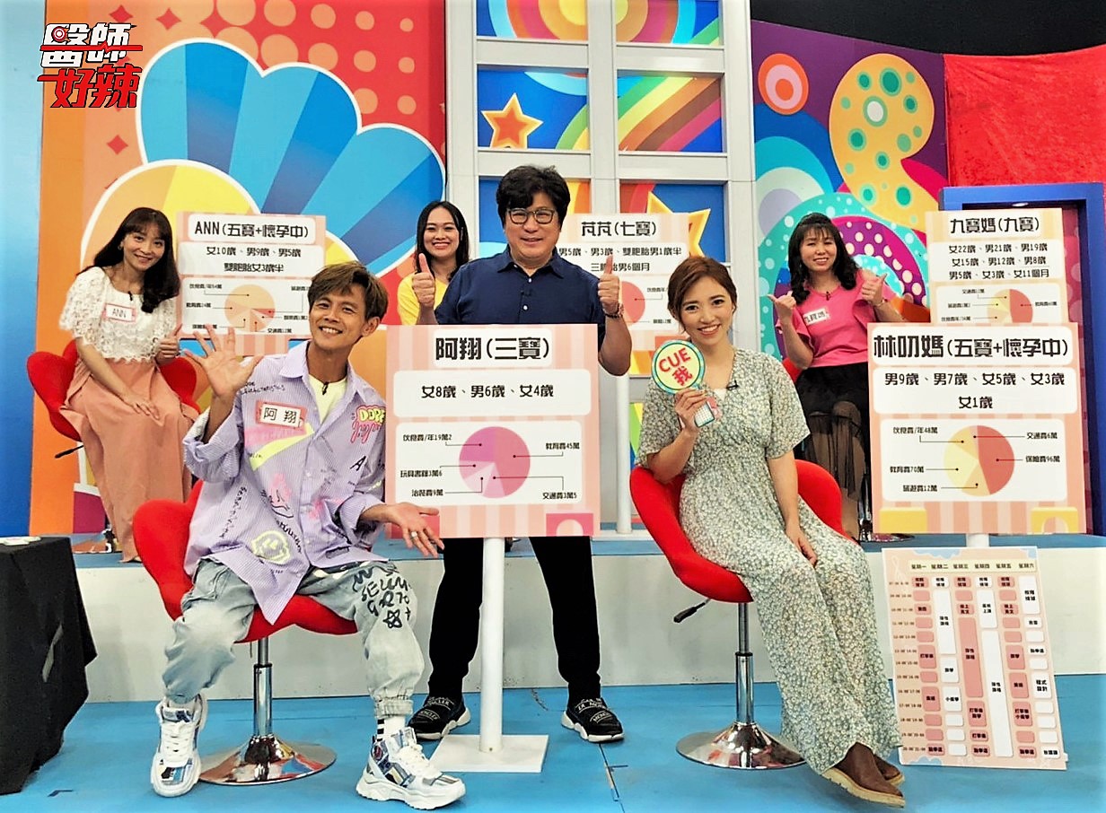 節目找來數位「多寶媽」聊育兒日常，讓身為三寶爸的阿翔自認比他們輕鬆多了。（東森綜合台提供）