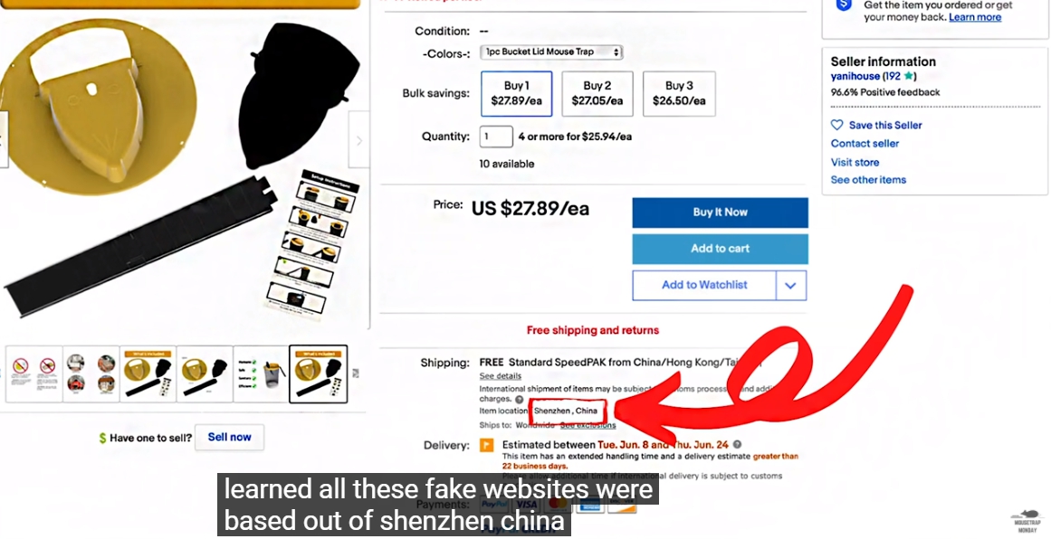 尚恩發現這些仿冒的商品都是來自中國的廠商。（翻攝自Shawn Woods YouTube）