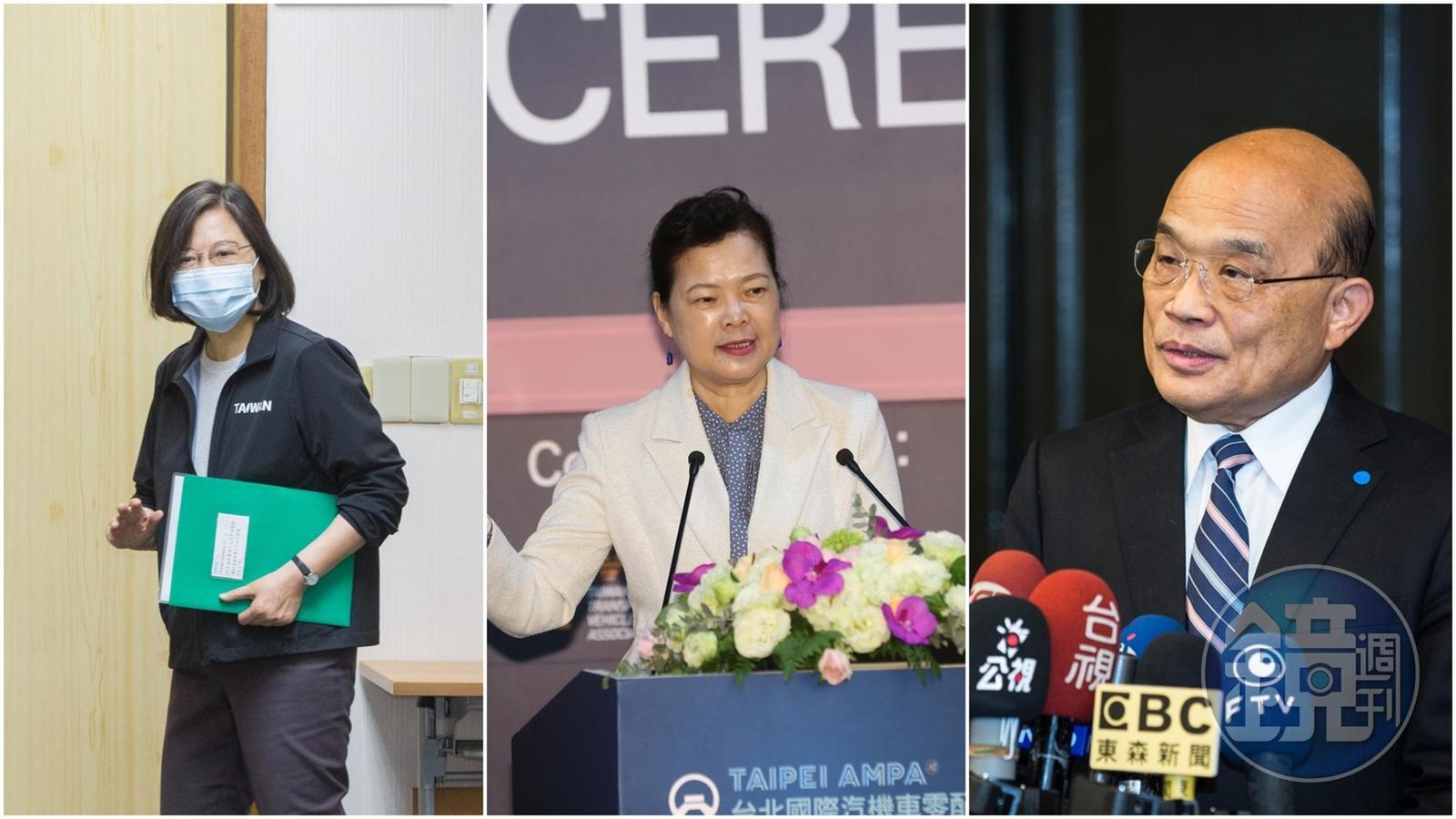 針對全台大跳電,國民黨立院黨團砲轟總統蔡英文(左起)、經濟部長王美花、行政院長蘇貞昌。(本刊資料照)