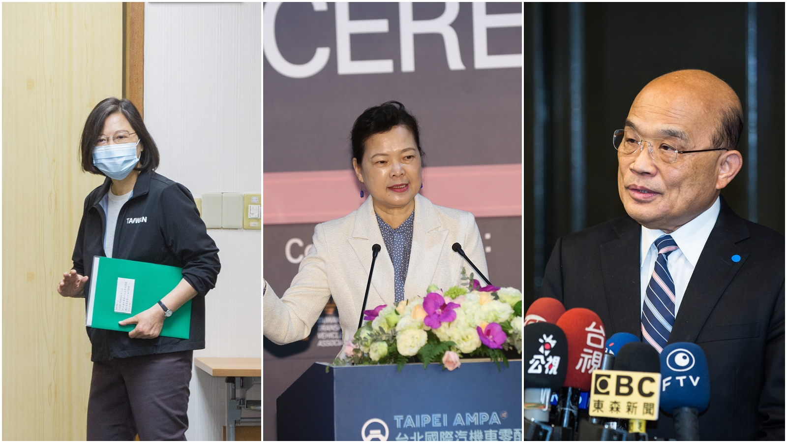 針對全台大跳電，國民黨立院黨團砲轟總統蔡英文（左起）、經濟部長王美花、行政院長蘇貞昌。（本刊資料照）